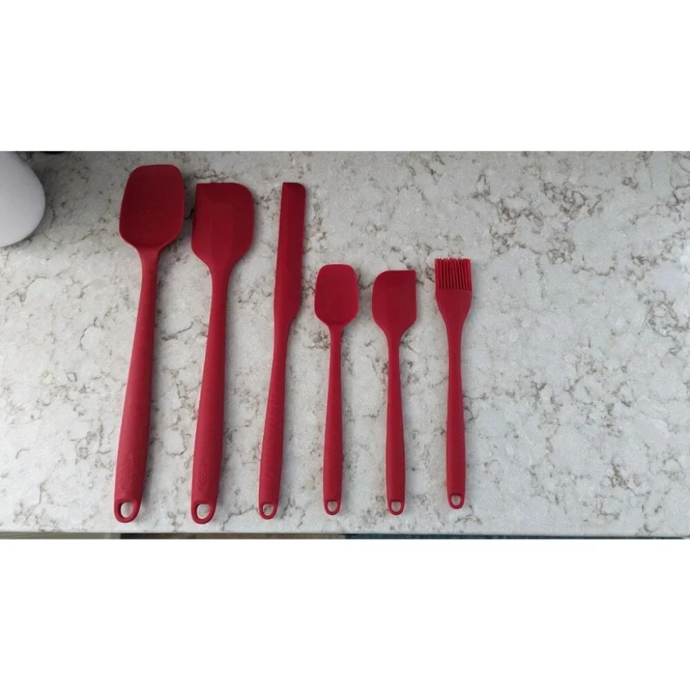6 Heat Resistant Red Food Scraper Nonstick Cookware Kitchen for Baking